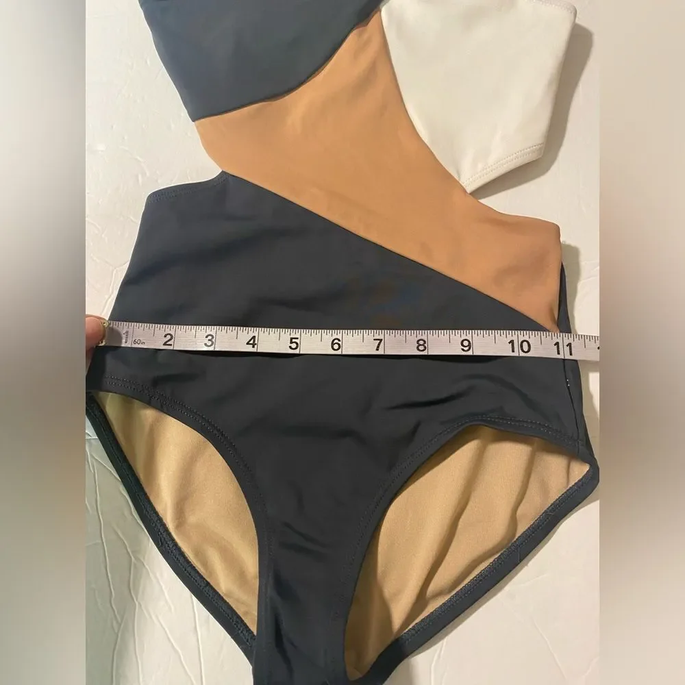 LUMI COLLECTIVE tan Color Block contemporary convention Leotard Dance costume L